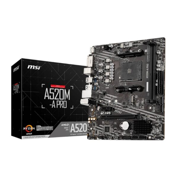 MSI A520M-A PRO AM4 AMD MATX Gaming Motherboard - Unboxed
