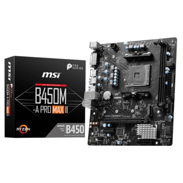 MSI B450M-APRO MAX II AMD AM4 MATX Gaming Motherboard - Unboxed