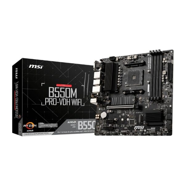 MSI B550M PRO-VDH WIFI AMD AM4 MATX Gaming Motherboard - Unboxed