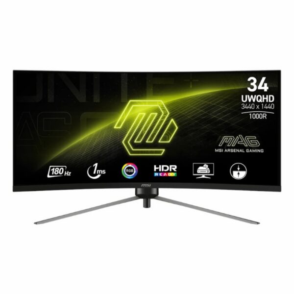 MSI MAG345CQR 34" Curved Gaming Monitor 3440x1440 (UWQHD) VA 1ms 180Hz - Unboxed