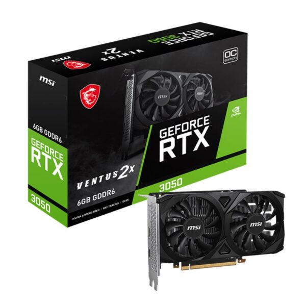 MSI Nvidia GeForce RTX 3050 Ventus 2X 6G OC GDDR6 96-BIT Graphics Card - Unboxed
